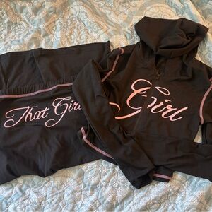 Black and Pink Women's Flare Pants Set